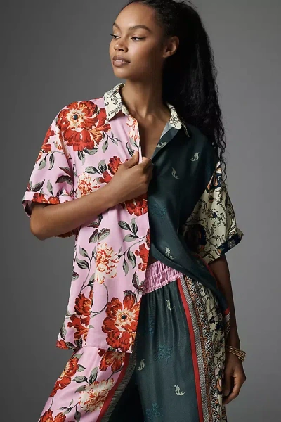 By Anthropologie Oversized Surf Shirt Top In Green
