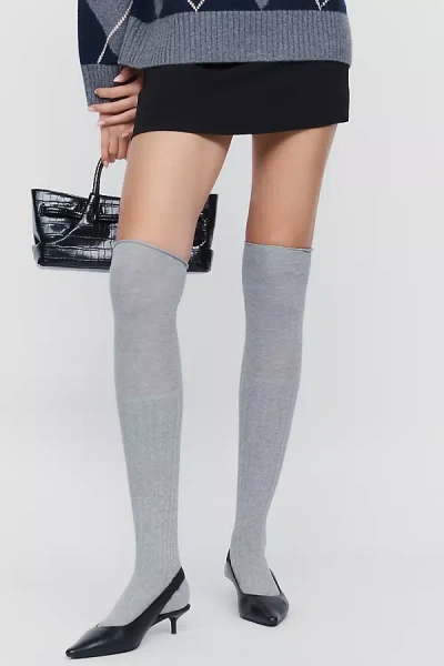 By Anthropologie Over-the-knee Ribbed Socks In Gray