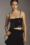 By Anthropologie Paillette Crop Tank Top In Black