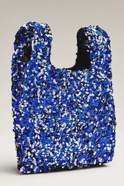 By Anthropologie Paillette Sequin Bag In Blue