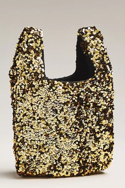 By Anthropologie Paillette Sequin Bag In Gold
