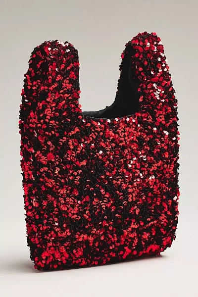By Anthropologie Paillette Sequin Bag In Red