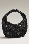By Anthropologie Paillette Sequin Crescent Bag In Black