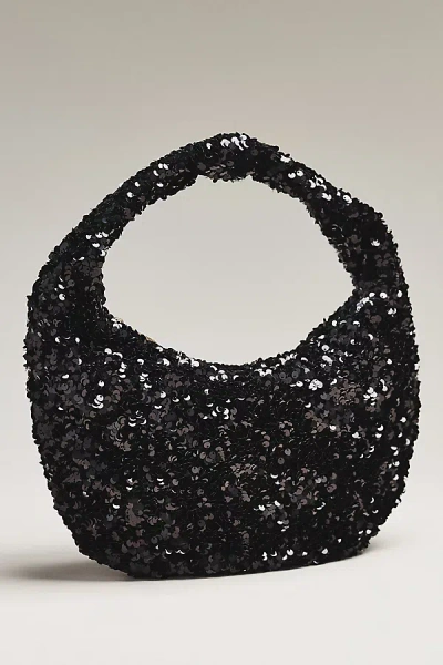 By Anthropologie Paillette Sequin Crescent Bag In Black