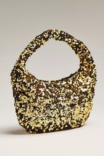 By Anthropologie Paillette Sequin Crescent Bag In Gold