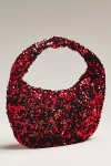 By Anthropologie Paillette Sequin Crescent Bag In Red