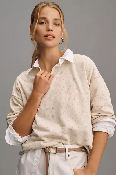By Anthropologie Paint Splatter Top In White