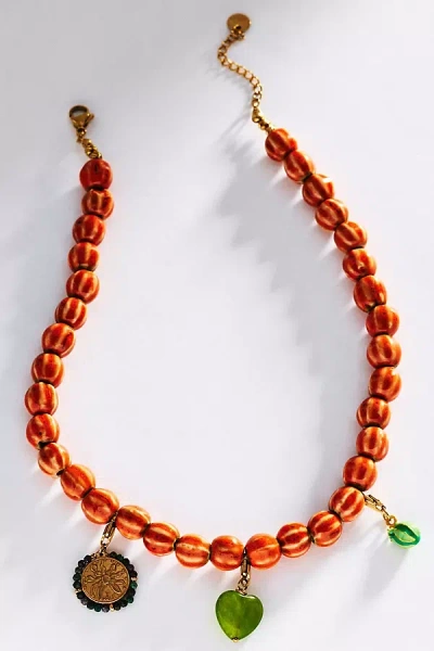 By Anthropologie Palas Summer Beaded Choker In Orange