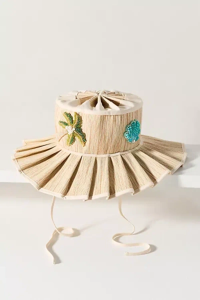 By Anthropologie Palm Beach Bucket Hat In Neutral
