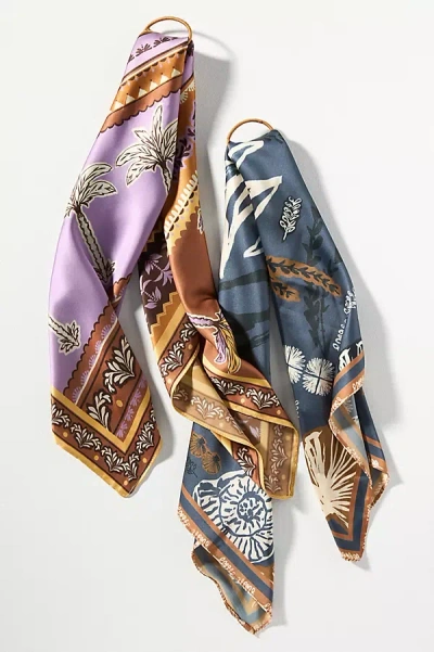 By Anthropologie Palm Printed Hair Scarves, Set Of 2 In Blue