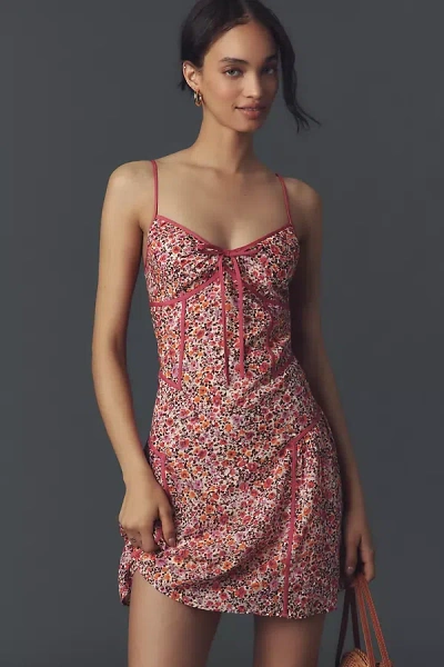 By Anthropologie Paneled Mini Slip Dress In Multicolor