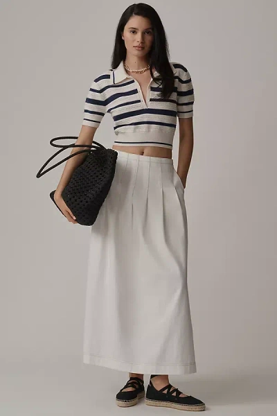By Anthropologie Paneled Waist Maxi Skirt In White