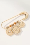 By Anthropologie Paperclip Beaded Charm Brooch In Orange