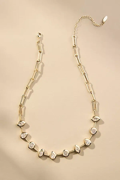 By Anthropologie Paperclip Crystal Necklace In Gold
