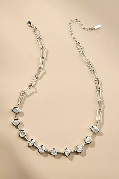 By Anthropologie Paperclip Crystal Necklace In Silver