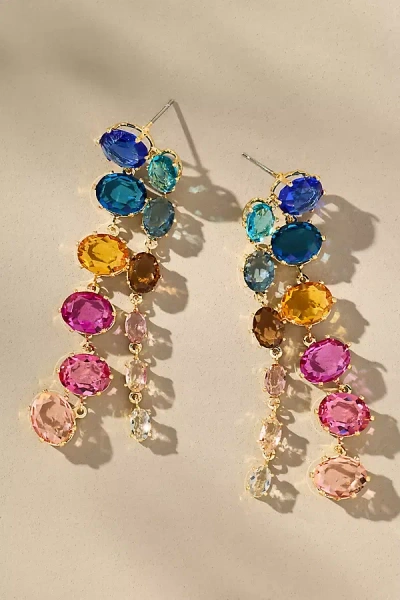 By Anthropologie Parallel Crystal Drop Earrings In Multi
