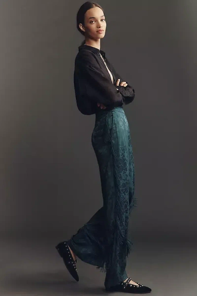 By Anthropologie Patterned Fringe Trouser Pants In Blue
