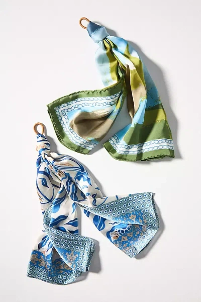 By Anthropologie Patterned Hair Scarves, Set Of 2 In Blue