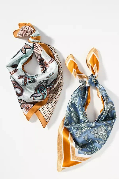 By Anthropologie Patterned Hair Scarves, Set Of 2 In Blue