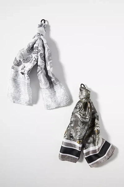 By Anthropologie Patterned Hair Scarves, Set Of 2 In Grey
