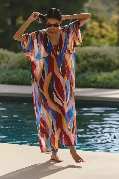 By Anthropologie Patterned Sheer Kaftan In Multi