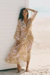 By Anthropologie Patterned Sheer Kaftan In Neutral