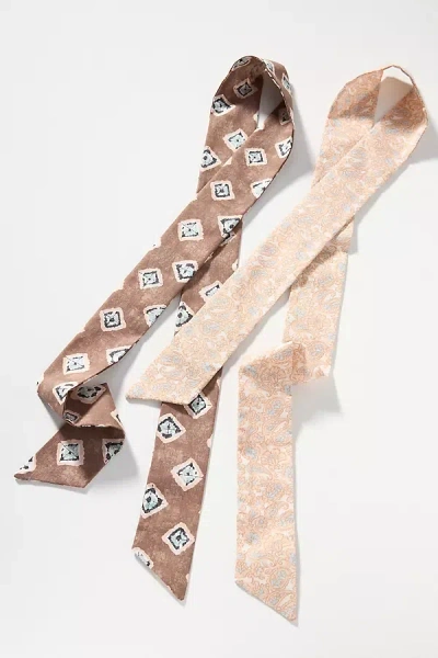 By Anthropologie Patterned Tie-back Headbands, Set Of 2 In Brown