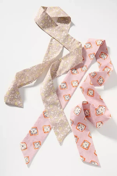 By Anthropologie Patterned Tie-back Headbands, Set Of 2 In Pink