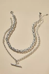 By Anthropologie Pavé Bar Layered Necklaces, Set Of 2 In Silver