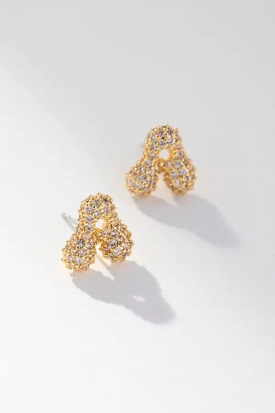 By Anthropologie Pavé Bubble Letter Monogram Earrings In Alphabet