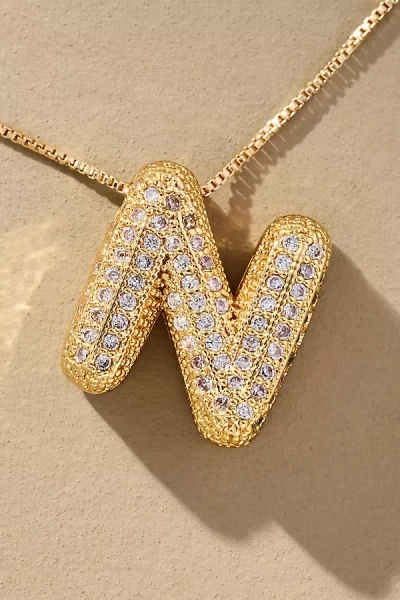 By Anthropologie Pavé Bubble Letter Monogram Necklace