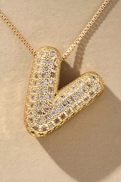 By Anthropologie Pavé Bubble Letter Monogram Necklace