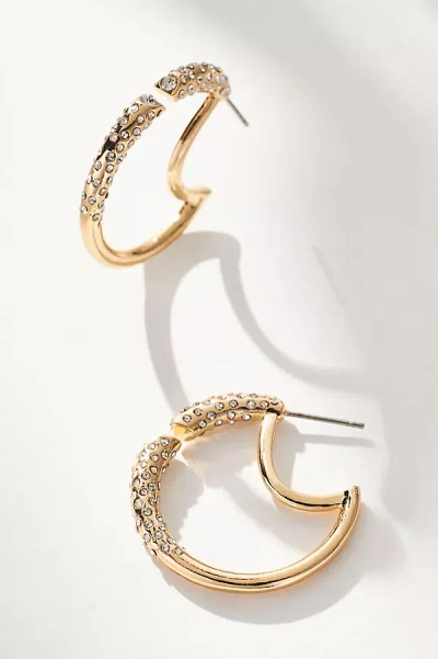 By Anthropologie Pavé Crescent Hoop Earrings In Gold