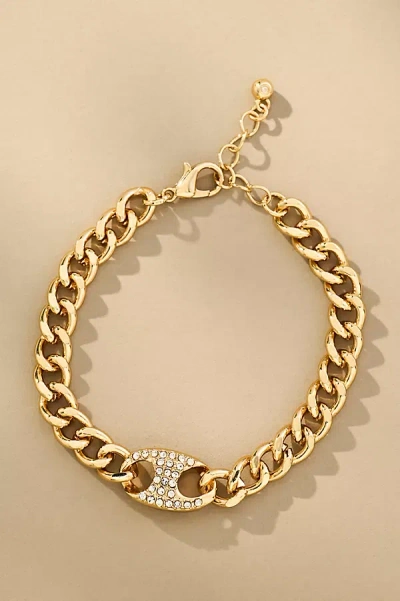 By Anthropologie Pavé Link Bracelet In Gold