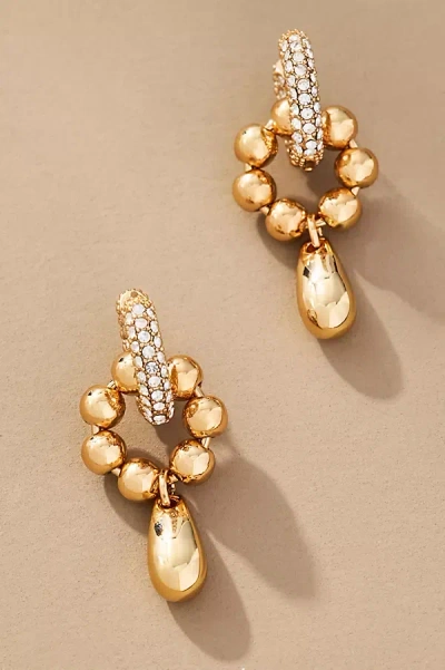 By Anthropologie Pavé Metal Charm Huggie Hoop Earrings In Gold