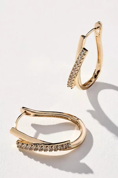 By Anthropologie Pavé Sculptural U-shaped Hoop Earrings
