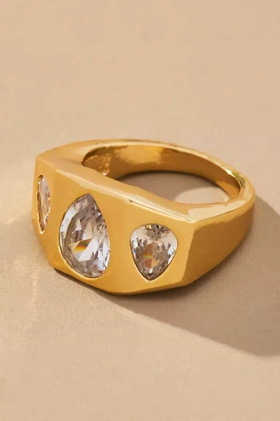 By Anthropologie Pear-inset Stone Ring In Gold