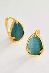 By Anthropologie Pear-cut Honey Crystal Hoop Earrings In Green