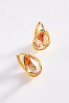 By Anthropologie Pear-cut Honey Crystal Hoop Earrings In Orange