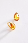 By Anthropologie Pear-cut Honey Crystal Hoop Earrings In Sand