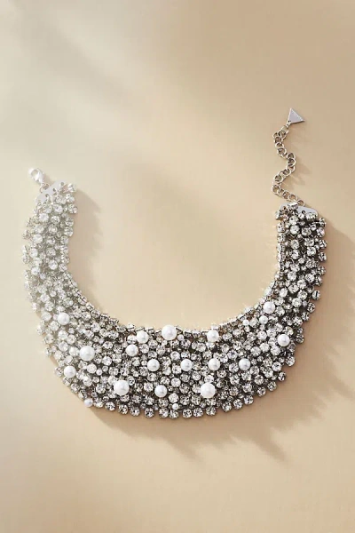 By Anthropologie Pearl & Rhinestone Collar Necklace In Metallic
