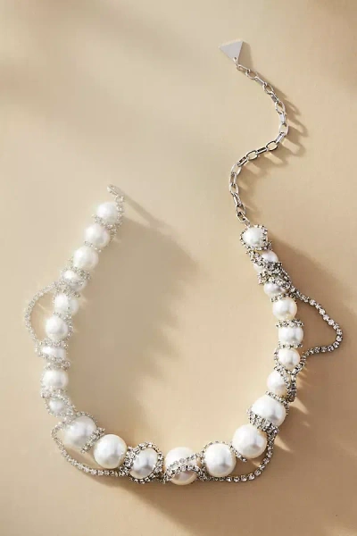 By Anthropologie Pearl & Rhinestone Necklace In White