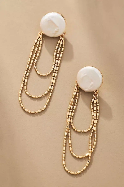 By Anthropologie Pearl Beaded Drop Earrings In White