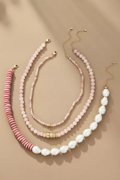 By Anthropologie Pearl Beaded Necklaces, Set Of 3
