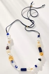 By Anthropologie Pearl Beaded Tie Necklace In Blue