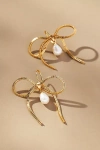 By Anthropologie Pearl Bow Earrings In Gold