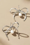 By Anthropologie Pearl Bow Earrings In Silver