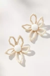 By Anthropologie Pearl-center Flower Earrings In White