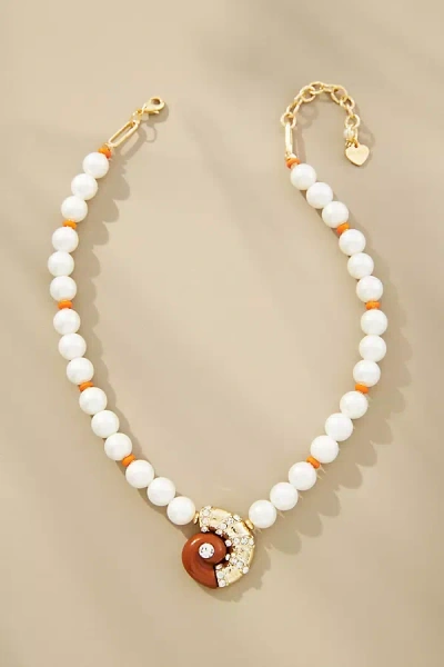 By Anthropologie Pearl Conch Shell Necklace In White