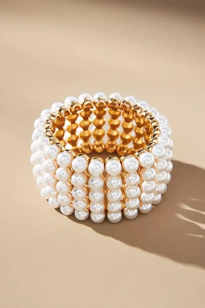 By Anthropologie Pearl Cuff Bracelet In White